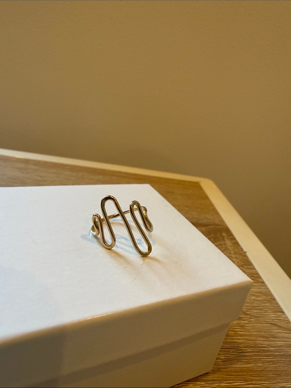 14K Yellow Gold Wavy Geometric Ring